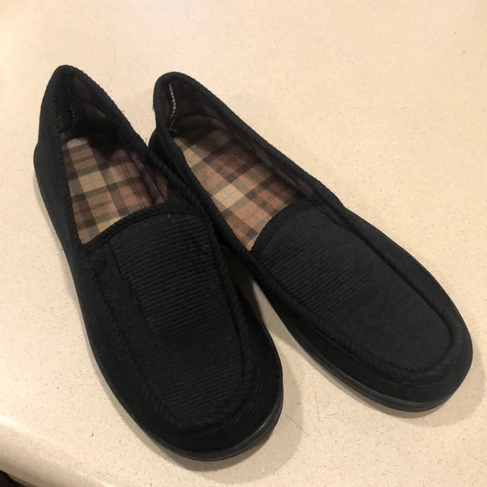 MENS SLIP ON HOUSE SHOES NAVY SIZE 10
